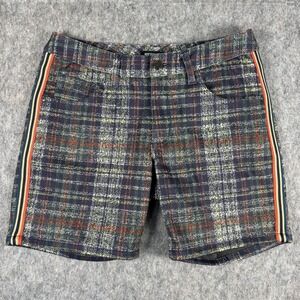 St33le Plaid Stretch Knit Jeans Shorts Side Tape Navy/Sienna Men's 26 Plaid Jock
